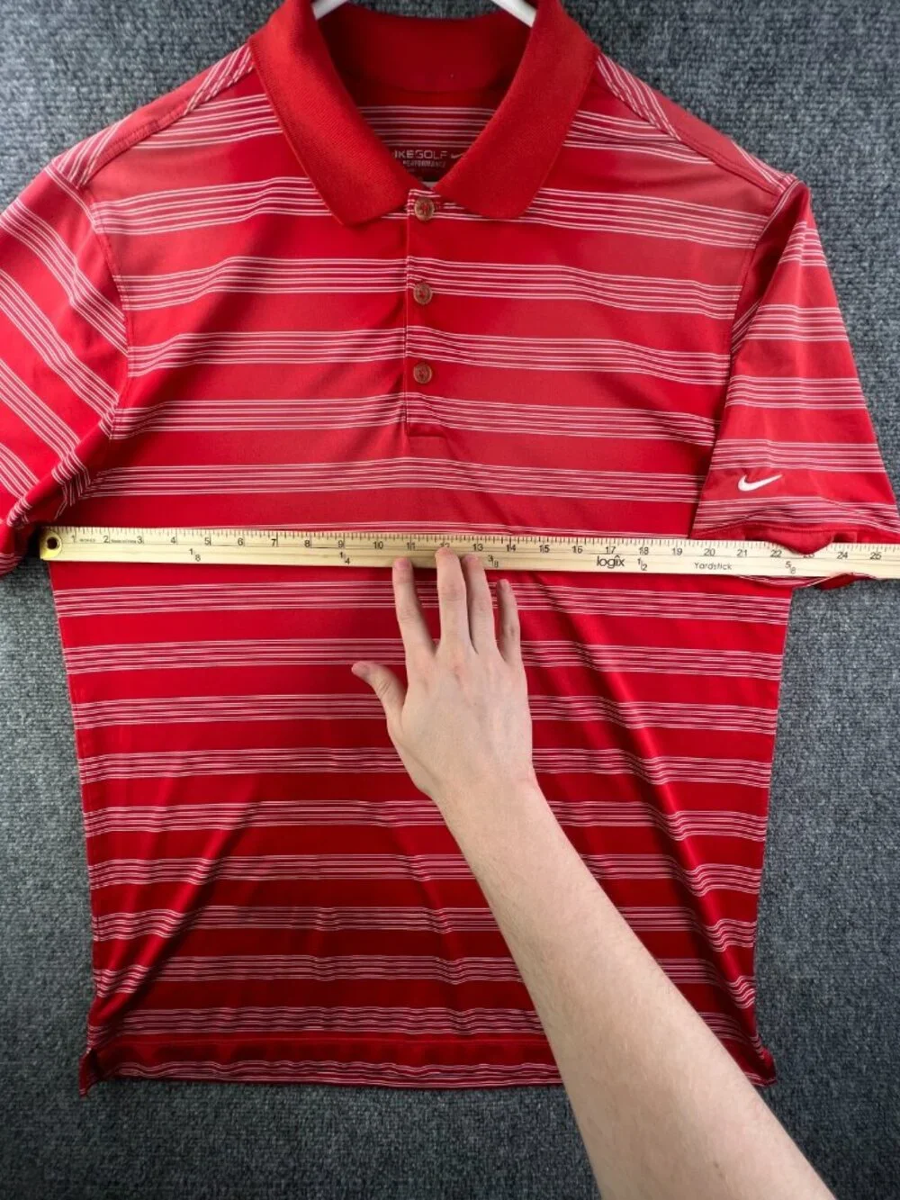 Nike Golf Men's Large Short Sleeve Orange Polo Shirt Striped Dri-fit Adult
